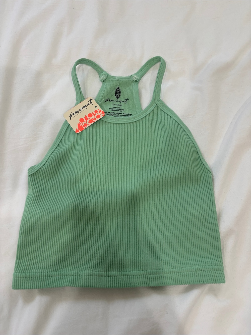 Free People Mint Green Ribbed Tank Crop